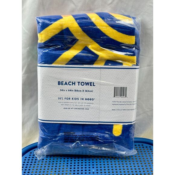 Life Is Good Beach Towel NEW Blue Sun-Water Design 34in x 64in 100% Cotton - Picture 2 of 2